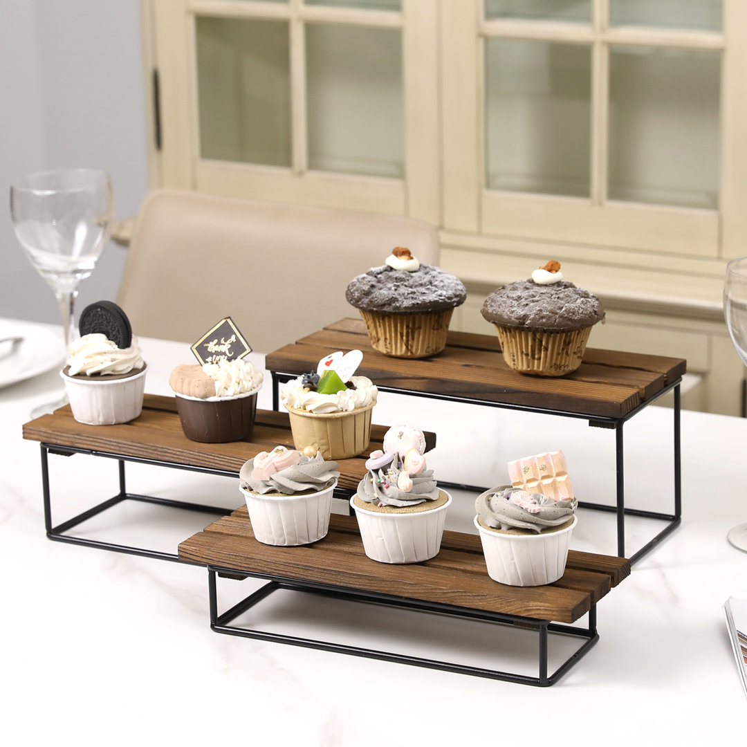 3 Piece Wood Cupcake Tiered Stand